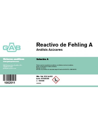 REACTIVO DE FEHLING A; GAB 500 ml